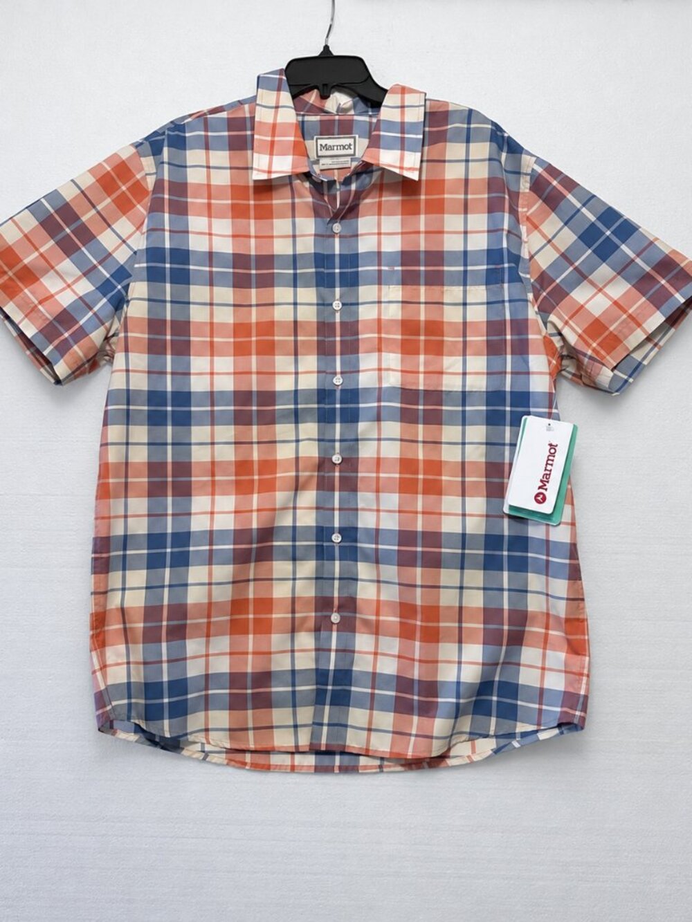 MARMOT Pomelo Wayland Plaid Airex UPF40 Lightweight Short Sleeve Shirt XL NEW